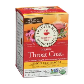 Traditional Medicinals Throat Coat Lemon Echinacea 16 Tea Bags