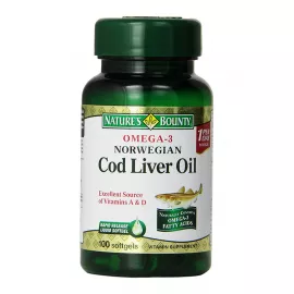 Nature's Bounty Omega-3 Norwegian Cod Liver Oil Vitamin Supplement 100's
