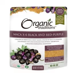 Organic Traditions Maca X-6 Black & Red-Purple Powder 150 g