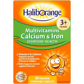 Haliborange Kids Calcium Iron Orange Flavour Multivitamins Chewable Tablets 30'S