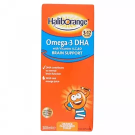 Haliborange Omega 3 DHA Brain Support For Kids Orange Flavour Syrup 300 ml
