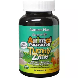 NaturesPlus, Source of Life, Animal Parade, Tummy Zyme with Active Enzymes, Whole Foods and Probiotics, Natural Tropical Fruit Flavor, 90 Animal-Shaped Tablets