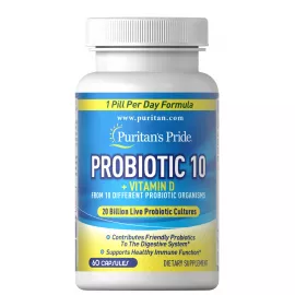 Puritan's Pride Probiotic 10 with Vitamin D Capsules 60's