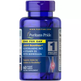 Puritan's Pride Triple Strength Joint Soother Glucosamine Boswellia + Vitamin D White Caplets 60's