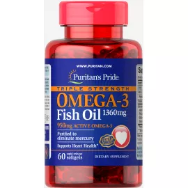 Puritan's Pride Triple Strength Omega-3 Fish Oil 1360 mg (950 mg Active Omega-3) Softgels 60's