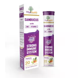 VitalHealth Sambucus With Zinc + Vitamin C Tropical Flavour 20's