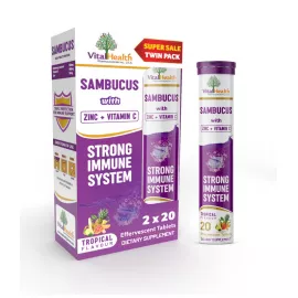 VitalHealth Sambucus With Zinc + Vitamin C Tropical Flavour Twin Pack 2 X 20