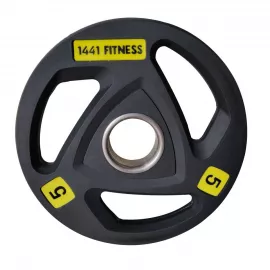 1441 Fitness Black Tri Grip PU Olympic Plates 5 kg