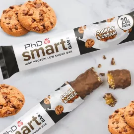 PhD Nutrition Protein Bar Smart Bar Cream And Cookie 20 gm Protein, 64 gm