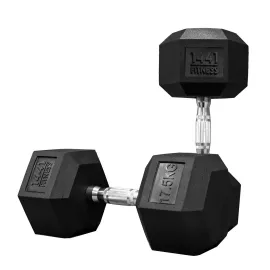 1441 Fitness Rubber Hex Dumbbells (17.5 Kg) â€“ Solid Cast Iron Core Rubber Coated Head