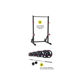 Combo Offer 1441 Fitness Squat Rack MDL65 with 7 ft Bar with Plates 80 Kg Set