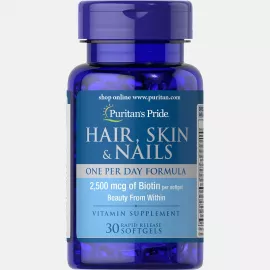 Puritan's Pride Hair Skin & Nails One Per Day Formula Softgels 30's