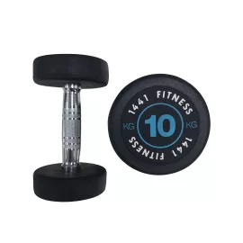 1441 Fitness Premium Rubber Round Dumbbells - Blue (Sold as Pair) 10 Kg