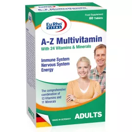 EuRho® Vital A-Z Multivitamins With 24 vitamins & minerals for Adults - 60 Tabs