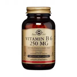 كبسولات فيتامين بي 6 بتركيز 250 مللي جرام النباتية من سولجار 100
