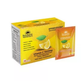 Sunshine Nutrition Vitamin C Effervescent Multivitamin Powder 1000 mg Lemon Flavor 9 g x 30 Packs