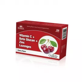 Sunshine Nutrition Vitamin C + Beta Glucan + Zinc Lozenges Cherry Flavor 24's