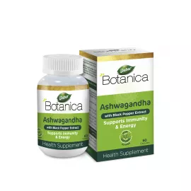 Dabur Botanica Ashwagandha Veg. Capsules | 5x Potency | Relieves Stress & Anxiety | Boosts Immunity & Energy | Strong | Herbal | Wellness | 60's
