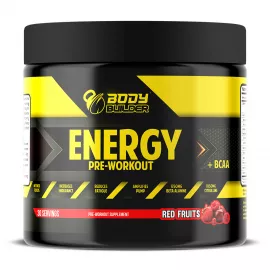 Body Builder Energy Pre workout Plus BCAA Red Fruit Flavor 225g