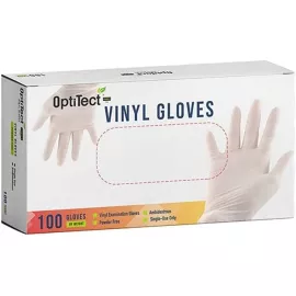 OptiTect Disposable Vinyl Powder Free Gloves 100 Pcs Large