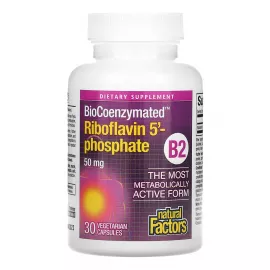 Natural Factors BioCoenzymated Riboflavin 5' Phosphate 30 Veggie Capsules 50 mg