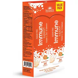 Sunshine Nutrition Immune Support Effervescent Orange Flavor 20 Tablets Value Pack (20X2)