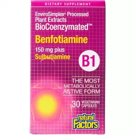 Natural Factors BioCoenzymated B1 Benfotiamine 150mg 30 Veggie Capsules