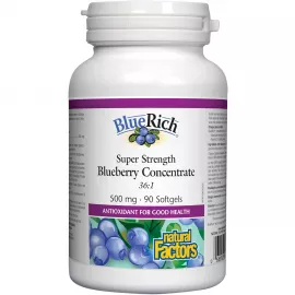 Natural Factors Bluerich Super Strength Blueberry Concentrate 36:1 500 mg 90 Softgels