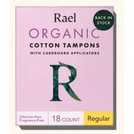 Rael Organic Cotton Tampons with Cardboard Applicators - Regular
