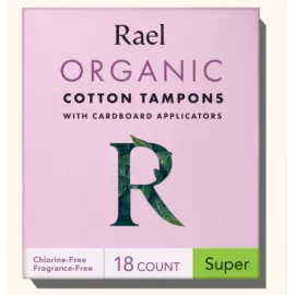 Rael Organic Cotton Tampons with Cardboard Applicators - Super