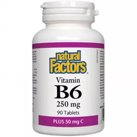 Natural Factors Vitamin B6 250 Mg Plus 50 Mg Vitamin C 250 mg 90 Tablets