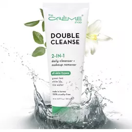 The Crème Shop Double Cleanse 2-In-1 Facial Foam Face Cleanser X Makeup Remover Green Tea  White Lily Rice Water 150ml