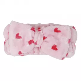 The Crème Shop Classic Pink Teddy Headyband with Pink Hearts