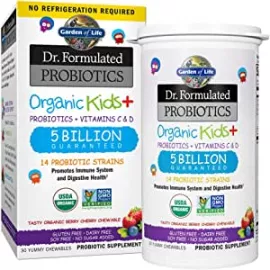 Garden of Life Dr. Formulated Probiotics Organic Kids+ Vitamin C&D Berry Cherry Berry Flavor Yummy Chewable 30's