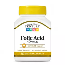 21st Century Folic Acid 400mcg 250 Tablets