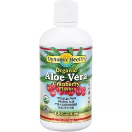 Dynamic Health Aloe Vera Juice Cranberry flavor Certified Organic 32 Fl Oz