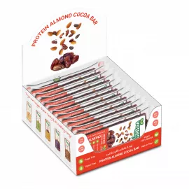 Vegan Way Protein Bars with Dates, Almond and Cocoa | 15g Protein, 2g Sugar, 14g Fiber | Keto-Friendly | Vegan | Plant-Based Protein | Gluten-Free Snack Bar | 12 x 40g
