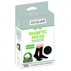 Go Silver Diabetic Socks Black Size 35/38