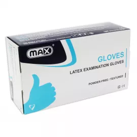 Max Latex Examination Gloves Powder Free  Size: Medium 100pcs/box