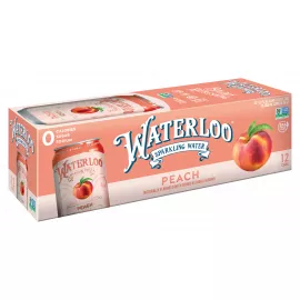 Waterloo Peach Sparkling Water - 12 Pack x 355ml - 0 Sugar, 0 Calories, Non-GMO, Gluten Free, BPA Free, Vegan, Whole30, Kosher, No Artificial Sweetener, Soda & Tonic Replacement