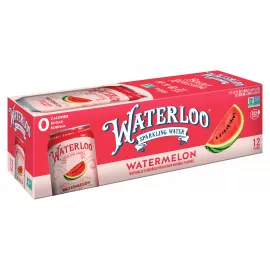 Waterloo Watermelon Sparkling Water -  12 Pack x 355ml - 0 Sugar, 0 Calories, Non-GMO, Gluten Free, BPA Free, Vegan,Whole30, Kosher, No Artificial Sweetener, Soda & Tonic Replacement