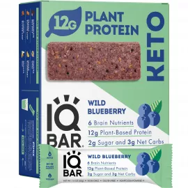 IQ BAR Wild Blueberry Flavour Protein Bar 12 x 45g