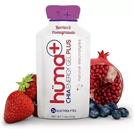 HUMA Plus Chia Berries Pomegranate Flavour  Vegan Natural Electrolytes Energy Gel 9 x 41g