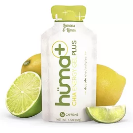 HUMA Plus Chia Lemons Lime Flavour 1x Caffeine Vegan Natural Electrolytes Energy Gel 9 x 42g