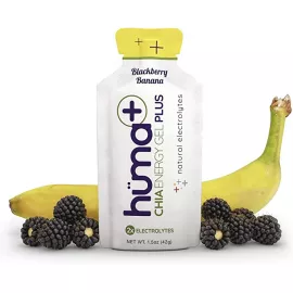 HUMA Plus Chia Blackberry Banana Flavour Vegan Natural Electrolytes Energy Gel 9 x 42g