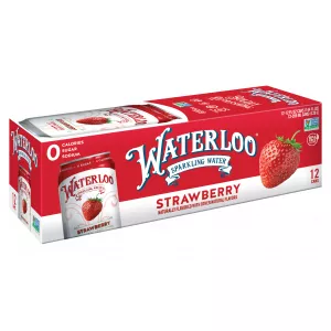 Waterloo Strawberry Sparkling Water -  12 Pack x 355ml - 0 Sugar, 0 Calories, Non-GMO, Gluten Free, BPA Free, Vegan, Whole30, Kosher, No Artificial Sweetener, Soda & Tonic Replacement
