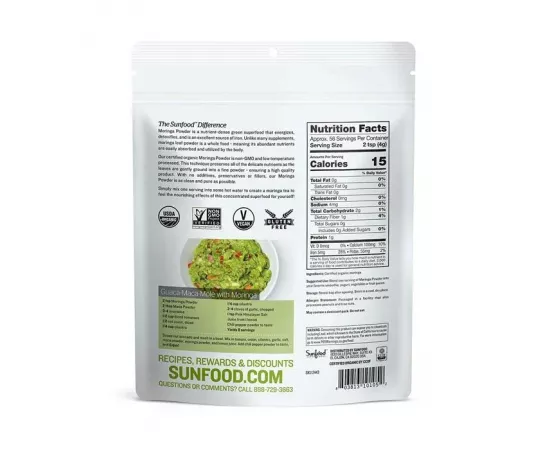 Sunfood Superfoods Organic Moringa Leaf Powder  8 Oz (227 g)