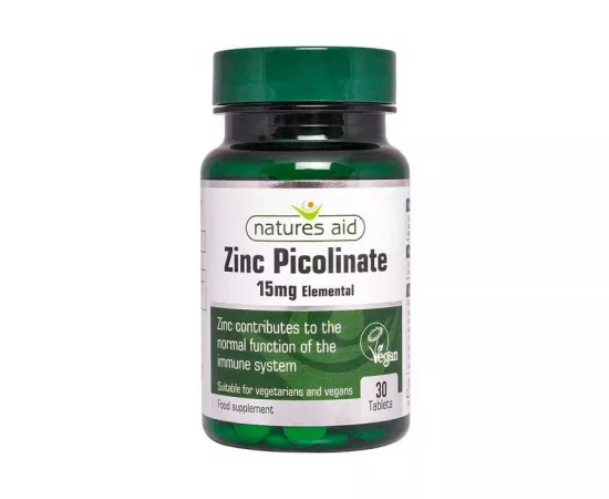 Natures Aid Zinc Picolinate 15 mg Elemental Tablets 30's