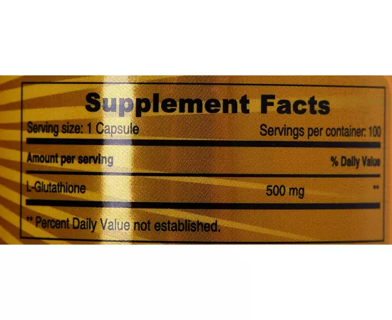 Sunshine Nutrition L-Glutathione 500 mg Vegetarian Capsules 100's
