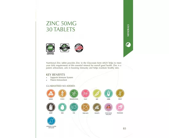 Nutritionl Zinc 50mg Tablets 30's